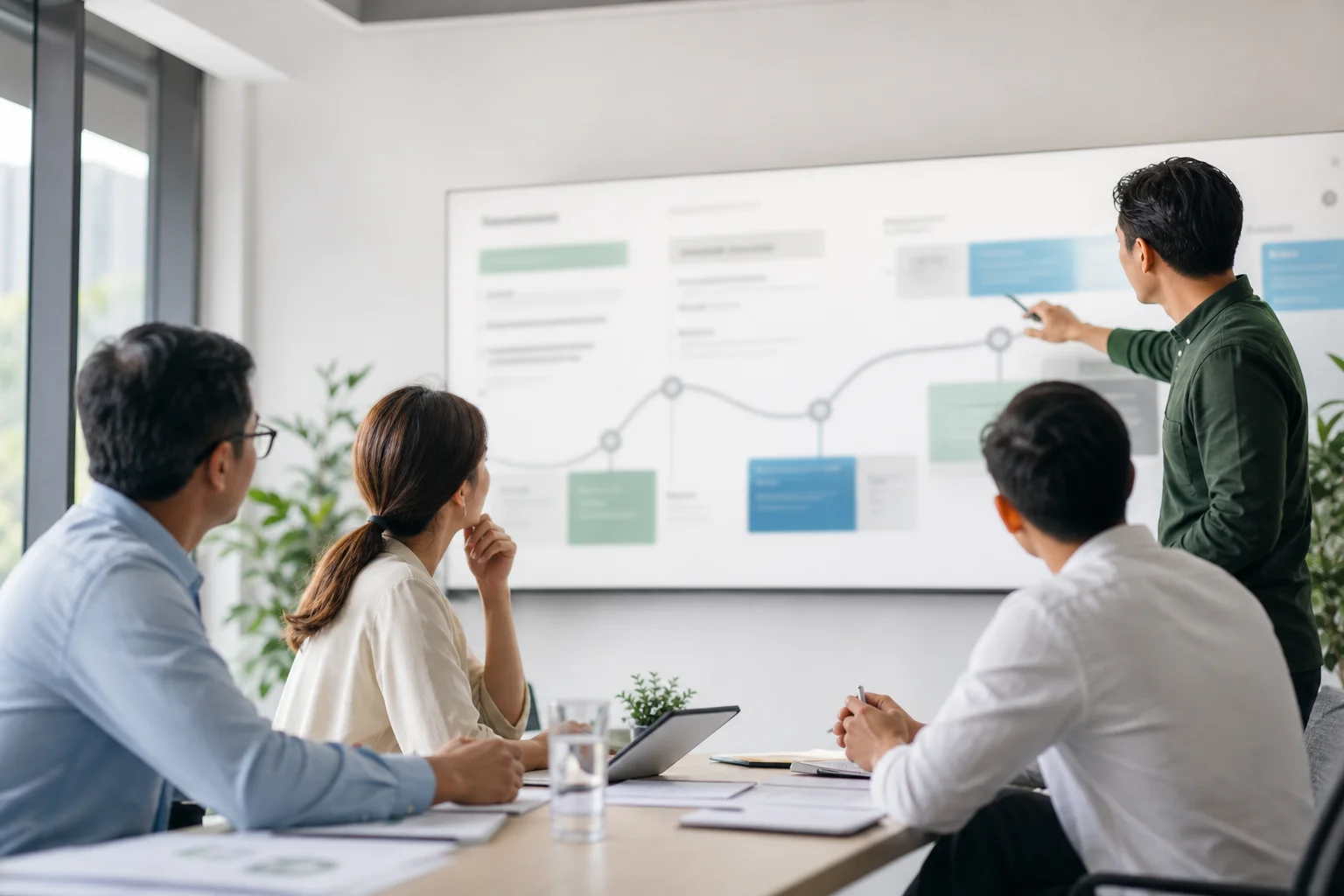 A team discussing long-term customer project planning